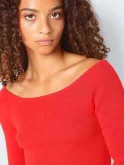 Noisy May OFF SHOULDER KNITTED PULLOVER -Noisy May Clothing Shop 27030260 FlameScarlet 006