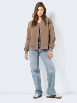 Noisy May LONG BOMBER JACKET -Noisy May Clothing Shop 27030469 BrownLentil 004