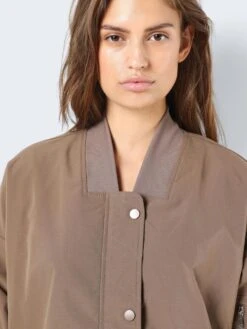 Noisy May LONG BOMBER JACKET -Noisy May Clothing Shop 27030469 BrownLentil 006