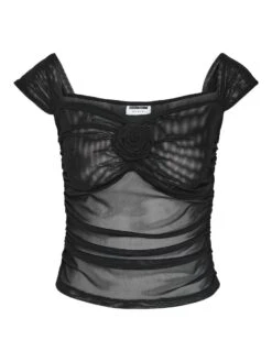 Noisy May SHORT SLEEVED MESH TOP -Noisy May Clothing Shop 27030490 Black 001