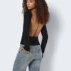 Noisy May LONG SLEEVED OPEN BACK TOP -Noisy May Clothing Shop 27031147 Black 007
