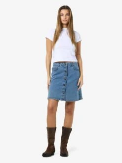 Noisy May NMRONNIE A-LINE SKIRT -Noisy May Clothing Shop 27032521 LightBlueDenim 004