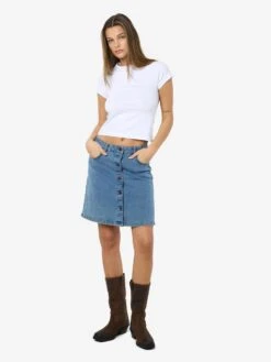 Noisy May NMRONNIE A-LINE SKIRT -Noisy May Clothing Shop 27032521 LightBlueDenim 007