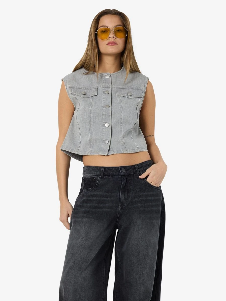 Noisy May CROPPED DENIM VEST 8 Noisy May CROPPED DENIM VEST - Image 6