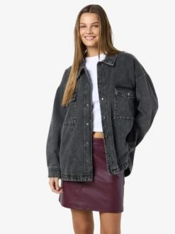 Noisy May QUILTED DENIM OVERSHIRT -Noisy May Clothing Shop 27034664 DarkGreyDenim 007