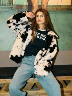 Noisy May COW PRINT COAT 17 Noisy May COW PRINT COAT -Noisy May Clothing Shop 27035654 Birch 1216629 008